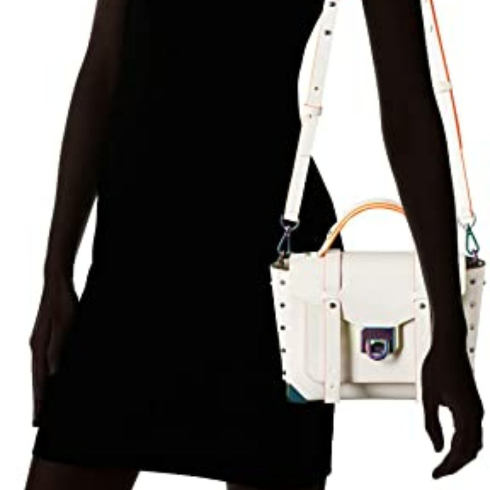 MICHAEL KORS MANHATTAN MEDIUM OPTIC WHITE NEON CROSSBODY SCHOOL SATCHEL BAG NWT! - Picture 5 of 15